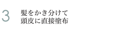 3.髪をかき分けて頭皮に直接塗布