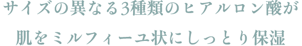 サイズの異なる3種類のヒアルロン酸が肌をミルフィーユ状にしっとり保湿