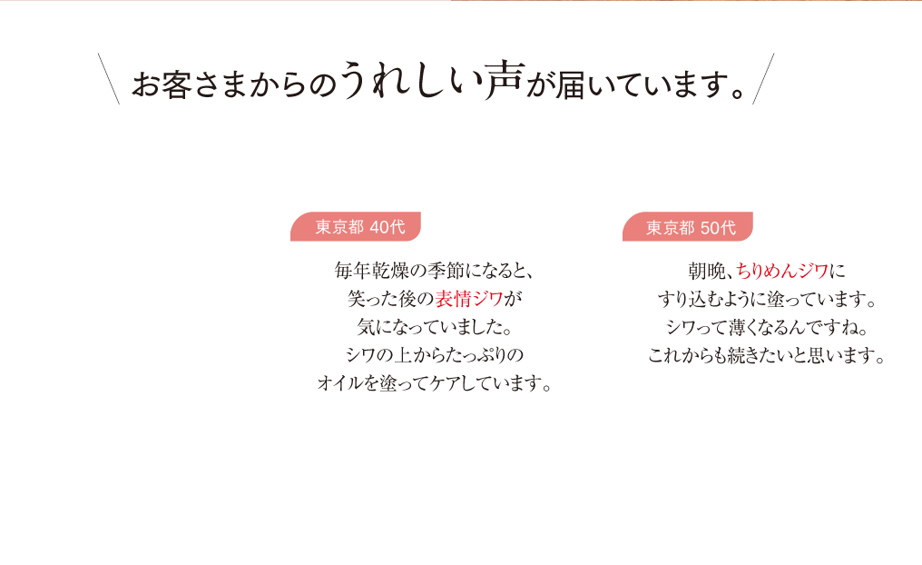 お客さまからのうれしい声が届いています。
