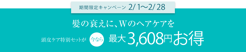 期間限定キャンペーン 2月1日から2月28日まで 髪の衰えに、Wのヘアケアを
