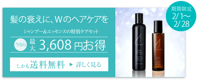 髪の衰えに、Wのヘアケアを シャンプー＆エッセンスの特別ケアセット 期間限定2月1日から2月28日まで