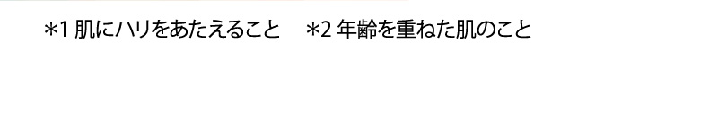 ＊1 肌にハリをあたえること　＊2 年齢を重ねた肌のこと