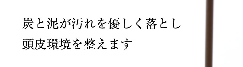 炭と泥が汚れを優しく落とし頭皮環境を整えます