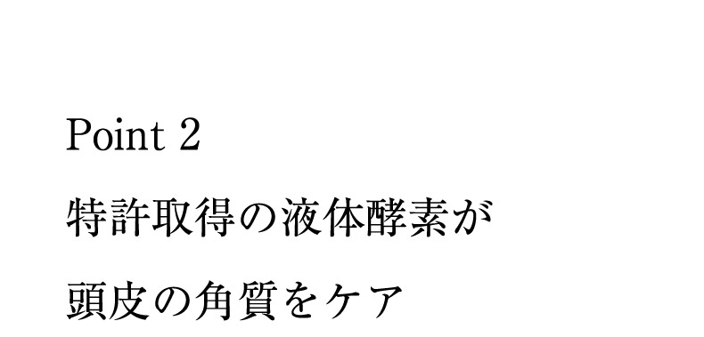 Point 2 特許取得の液体酵素が頭皮の角質をケア
