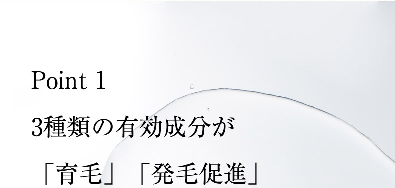 Point 1 3種類の有効成分が「育毛」「発毛促進」